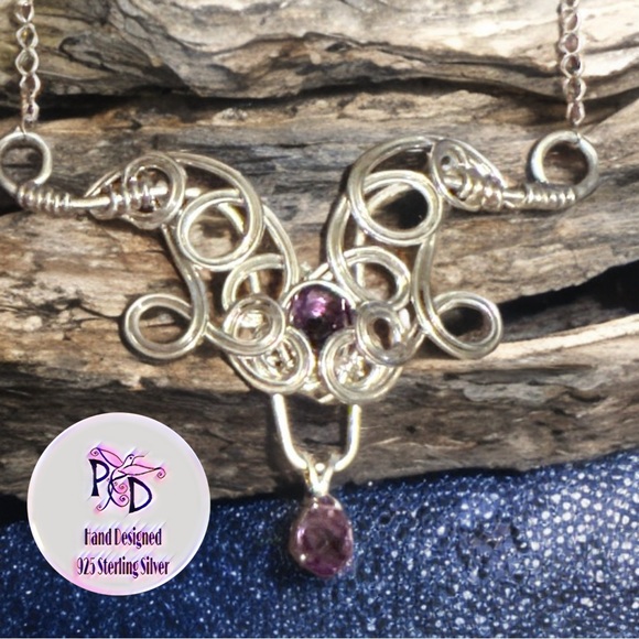 Amethyst & 925 Sterling Silver Necklace - Hand Designed Unique Necklace
